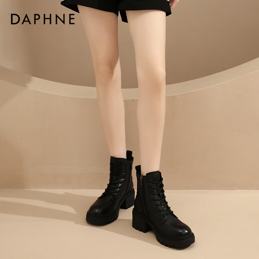 Daphne Martin boots women's new breathable short boots British style thick sole heightening versatile boots black 37