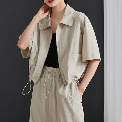 Sophiesel Lapel Camper Save String Jacket for Women 2025 Summer Fina de moda versátiles transpirable Top White S