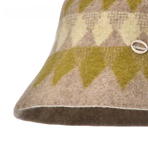 Kenmont 100% sheep wool woven plaid jacquard fisherman hat women's autumn and winter foldable ear protection warm basin hat km-9527