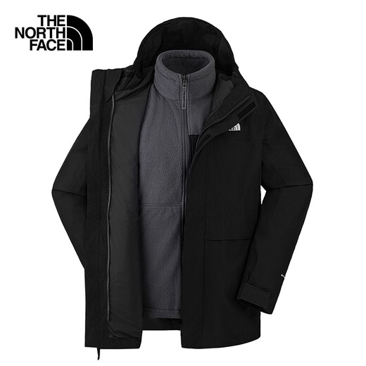 The North Face 3-in-1 Jacket Men's Elements Fleece Liner Outdoor Waterproof Warmth 25th Autumn New | 89YX W9O/Cosmic Black/Fire Gray XL /180