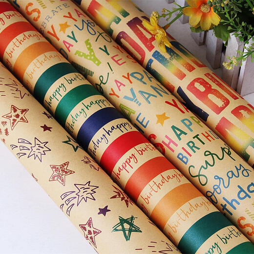 Qilicai Kraftpapierpapier Blumenstrauß Geschenkpapier Kinder Geburtstag Geschenkpapier Geschenkbox Vintage Bag Book Kruste Papier Englisch Blumenpapier Kraftpapier Zufällige 10 Stück für doppelseitige Klebe