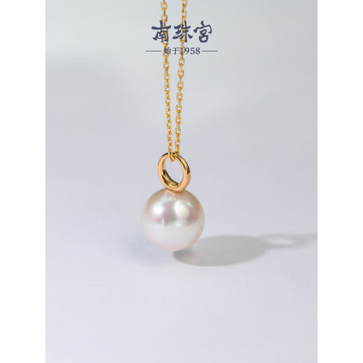 Chinese Valentine's Day gift for girlfriend, an artistic young woman, 18K gold freshwater pearl pendant, single white round natural 18K gold 10-11mm