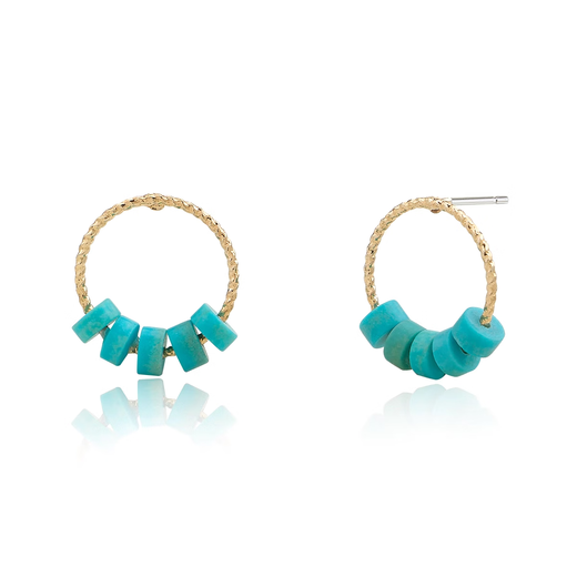 AJIDOU Ajidou earrings for women, the same style in offline malls, fashion niche design imitation turquoise ring alloy earrings