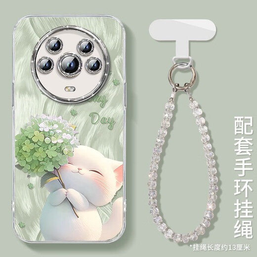 膜法龙（MOFALONG）绣球花猫适用荣耀Magic4手机壳华为magic4pro的至臻版全包镜头膜 NM15657绣球猫蓝+挂链C598自带 荣耀Magic7
