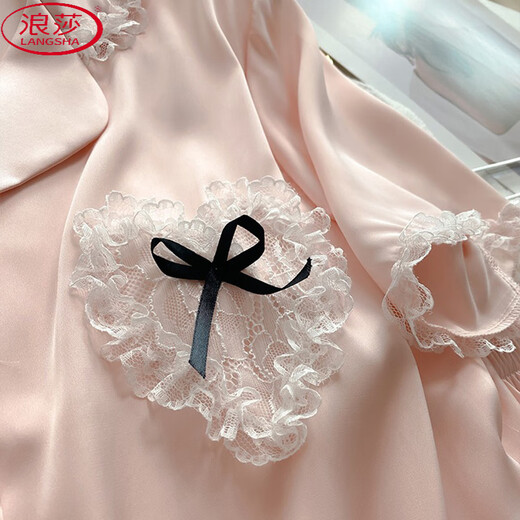 
LangSha (LangSha) ice silk pajamas for women in spring and summer thin cool shorts ins sweet lace lace home clothing set YFY-9904 [high-quality silky fabric] M [recommended 80-100Jin [Jin equals 0.5 kg]]