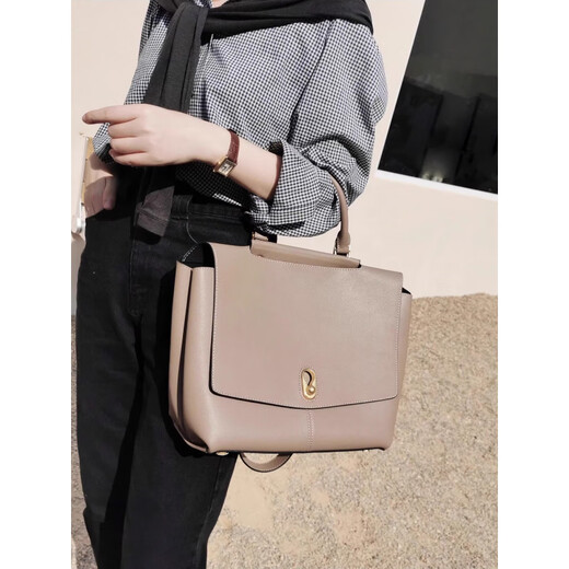 Berühren Sie Miss Französisch-Sensing Crossbody Bag Casual Einfacher Umhängetasche mit großer Kapazität modisches Temperament Handtasche graues Grün kleines Kuhspannleder