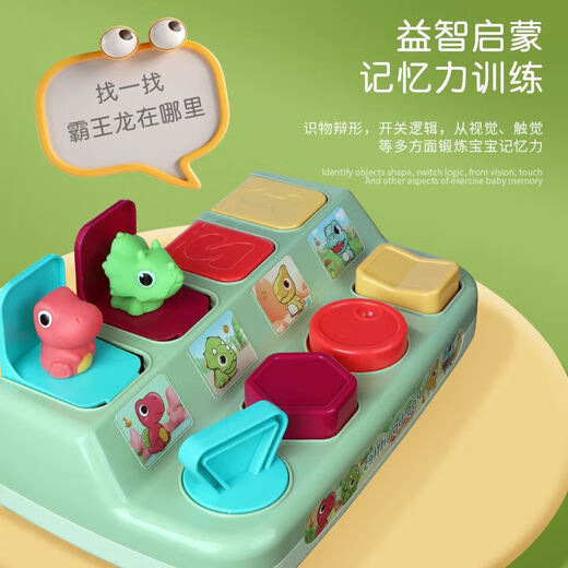 Peek-a-boo Pop-up-Ursache-Wirkungs-Spielzeug, Dinosaurier-Schaltkasten, Knopfkasten, Überraschungsbox, Baby-Puzzle, 1–3 Jahre alt, Dinosaurier-Schaltkasten