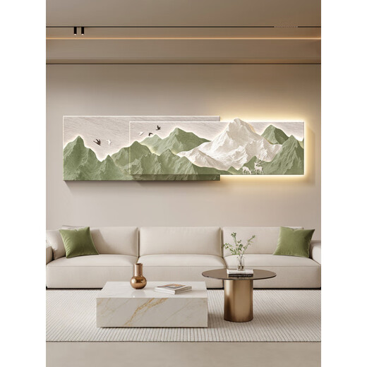 Wen Shiou hat ein Gemälde im Rückenlehne, das luxuriöse Sofa-Hintergrund-Wandhänge-Gemälde 2025 Neues dreidimensionales Landschaftslandschafts-Mural C hat eine Rückenlehne 15042 cm Power Bank Lampenmalerei [Power Bank + Fernbedienungsschalter]