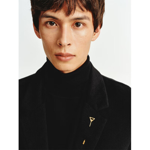 Peacebird Men's Wool Jacket Casual Cashmere Lapel Winter Medium-Length Woolen Coat Men Black 1 (Combined) 3XL