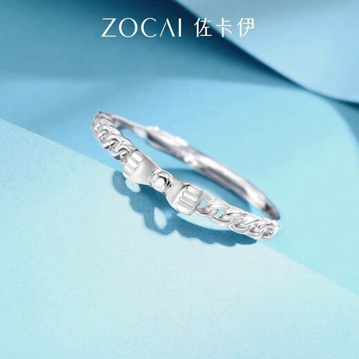Zokai platinum ring PT950 bow open ring sweet and simple birthday gift about 1.67g W08538