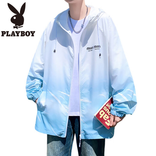 Playboy (Playboy) Couleur de dégradé Ice Ice Silk Scred Vêtements pour hommes en été léger et respirant des vêtements de crème solaire pour les adolescents manteau d'été 6629 Blue M (environ 80 ~ 100 Jin [Jin est égal à 0,5 kg] peut être usé) peut être porté)