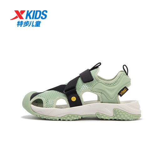 XTEP Children's Unisex Cool, Comfortable and Breathable Summer Velcro Beach Shoes Shanlan Green/Black 34