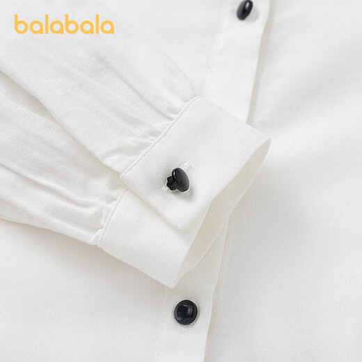 Balabala shopping mall same style children's long-sleeved shirt girls 2025 spring big children college style white shirt original white 10101 170 cm