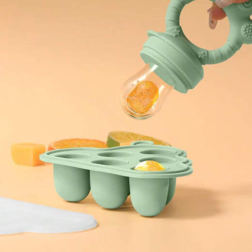 Infants and toddlers chewing teeth training teether meat puree fruit baby food supplement baby chewing ice tray set blue cat claw chewing music + food ice tray 1 pack