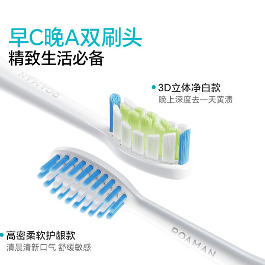ROAMAN electric toothbrush dentist recommends 48000 high vibration frequency deep cleaning gum protection for couples adult boyfriend and girlfriend birthday gift 2 brush head home appliances national subsidy T3 white