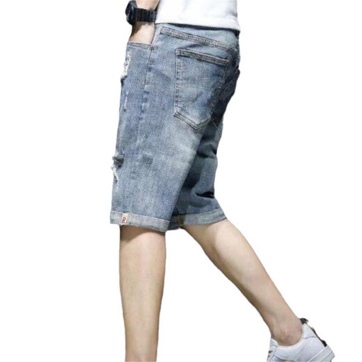 LEE KIDS牛仔短裤男夏季薄款宽松七分韩版潮流马裤破洞休闲潮牌五分中裤子 升级款直供-T693蓝色 28 建议90-100斤