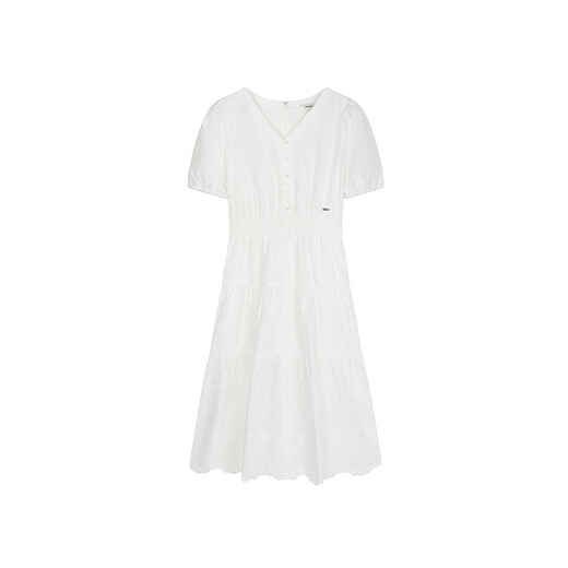 Teenie Weenie Bear Robe blanche pour femmes 2025 Été Nouveau élégant Break de thé français romantique Robe à mi-long blanc s