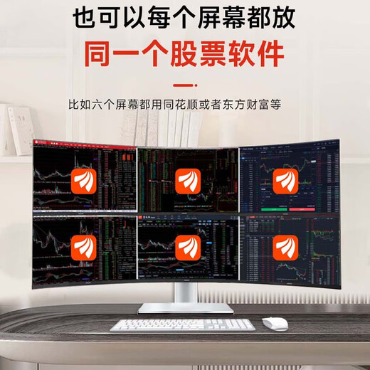 Weipaitu 16th generation new high-end 2K 4K high-definition eye-protecting curved surface professional multi-screen stock trading computer four-screen six-screen stock futures one machine 4-screen 6-screen multi-screen traders only package two (new U7 265K four-screen master version) host + AOC 27-inch 2K curved screen monitor