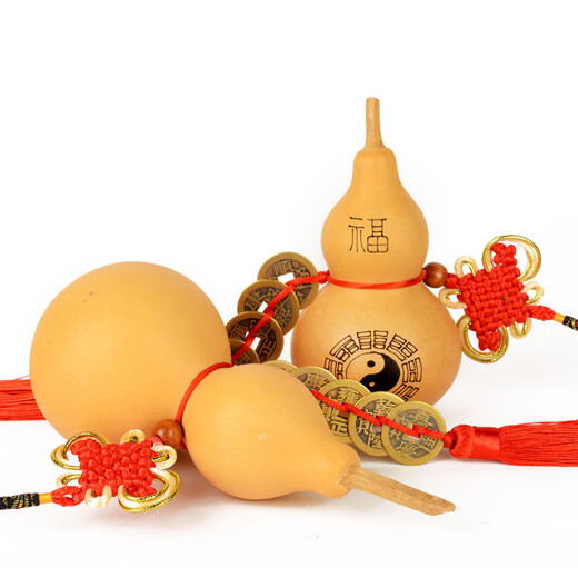 Five Emperors Coins and Bagua gourd pendant with dragon head Fu character small gourd car hanging home cultural and play door opposite door decoration glossy gourd with five Emperors Coins 15885N1