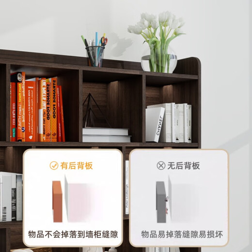 茜茜田园客厅书架落地胡桃木色自由组合书房柜子储物柜家用格子书柜置物柜 12140*30*154 胡桃色 支持定制