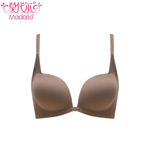 Bouton avant modal sous-vêtements des petits seins féminins rassemblés et seins fermés pour éviter de s'allonger et un nouveau dossier de soutien-gorge sans marque 2025, une pièce simple brune [bouton avant 1,5 cm] s [recommandé 32/70AB]