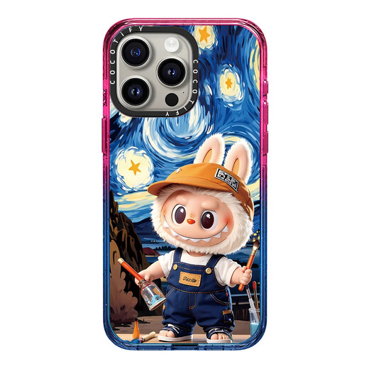 Case -Joint -Name für iPhone Apple 16Promax Mobiltelefon Hülle 16/14/13 Mobiltelefongehäuse 16plus Ölmalerei Hülle [CS#15688 Ölmalerei Starry Sky Rabubu] Echtes Schwarzes Spiegel iPhone 16 Pro Max