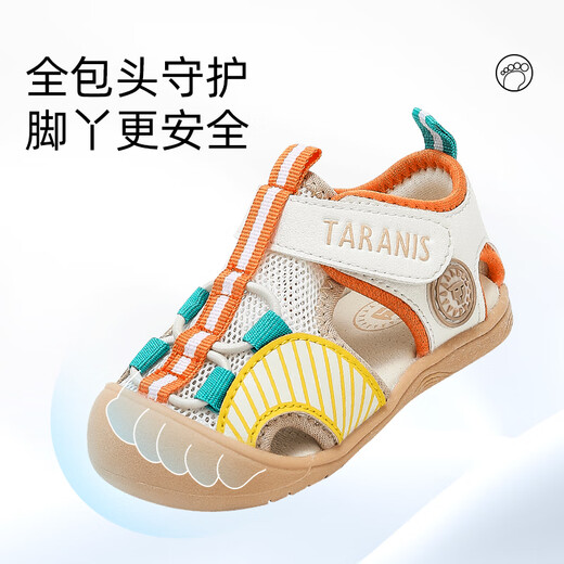 泰兰尼斯夏季新款婴幼儿步前鞋透气学步童鞋机能鞋女宝防滑凉鞋白/黄17