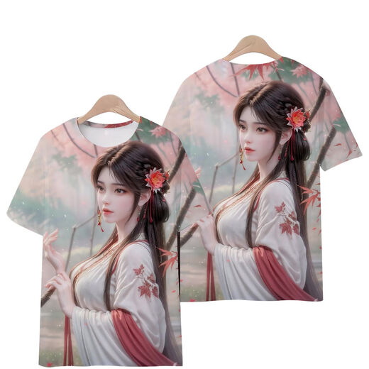 夏季新款完美世界系列石昊火灵儿潮流时尚炫酷学生男女短袖T恤衫 T3271 S75-85斤 均码