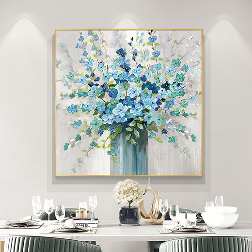 fitwall盛世芳华手绘油画现代轻奢抽象玄关花卉挂画方形餐厅装饰画 平安花（FJ677） 50*50手绘油画 资深画家手绘油画