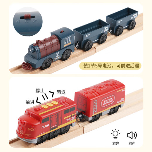 Linda locomotora magnética de tren retro casero compatible con hape mitu brio track de madera bloques de construcción de juguetes de camiones azul