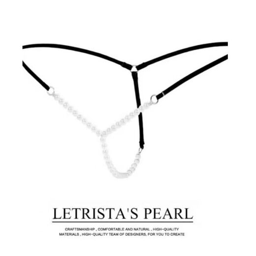 Low-waisted briefs for women, thong for students, small underwear for girls, with pearls, lace open, large size, young women's vagina, white