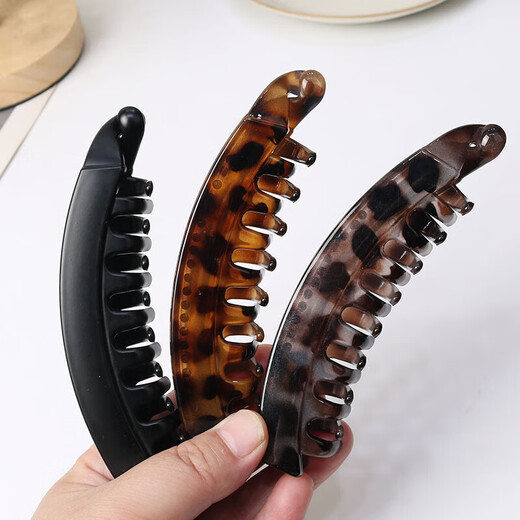 Banana clip back of head clip hair clip vertical clip twist clip hair accessories special hair clip for women high ponytail large size 2 pack black + amber