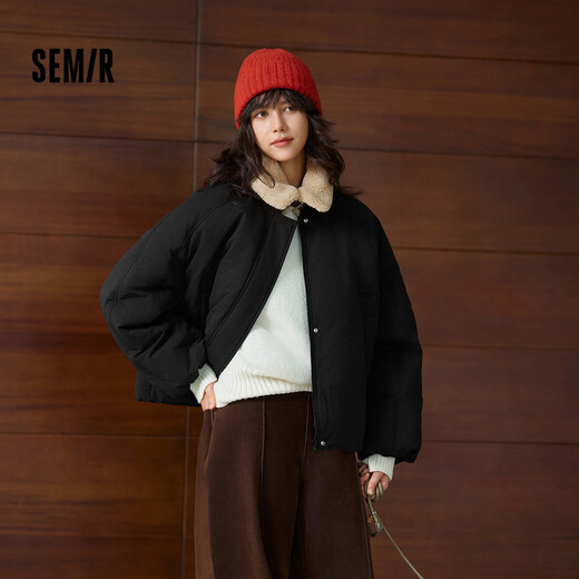 Semir down jacket women's raglan sleeves removable fur collar 2025 winter oversize bud jacket 109725113017