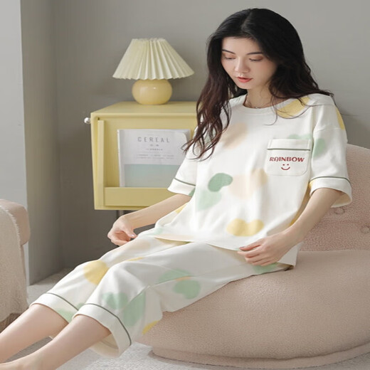 Jinrenchu-Pyjamas für Frauen im Sommer im Sommer können reine Baumwoll-Kurzärmel-Hosen mit kurzer Ärmeln getragen werden.