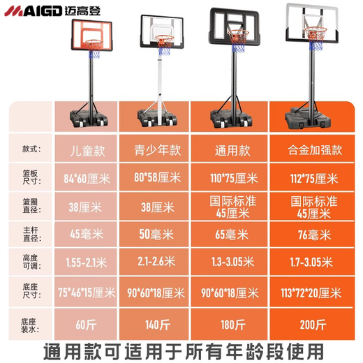Баскетбольная рама Maigoden Basketball Outdoor Детская баскетбольная рамка Домашнее подвижное крытый и открытый подъемная баскет.