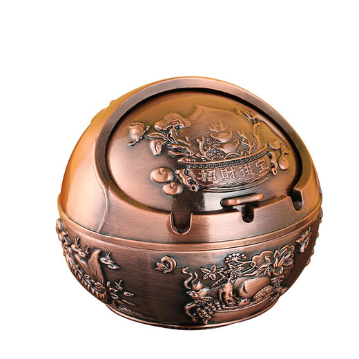 Jingxiu Jiangshan ashtray, high-end, elegant, artistic, new European style with lid, round, creative and personalized tea table, ready to go soon, bronze ready to go