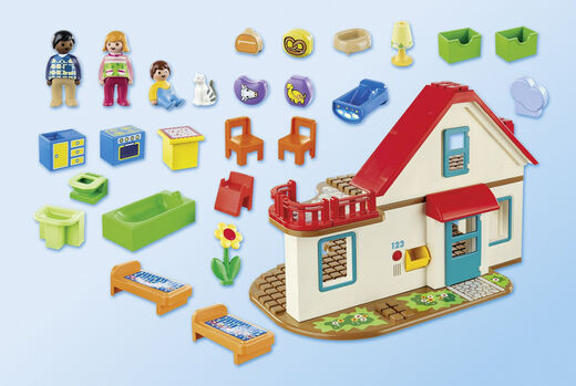 Mobi World 70129 Familienresidenz 123 kleines Haus Red House Puppenhaus 2 Jahre altes Spielzeug 5024 Kinderspielplatz