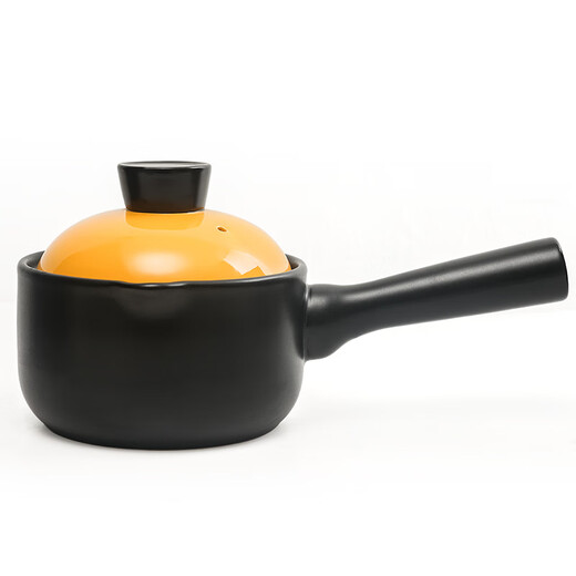 YueCui PLEASED COOKING ceramic small casserole milk pot wide mouth instant noodle pot uncoated baby food supplement pot small stew pot 3-year-old burnt and replaced black pot with orange lid 1.2L