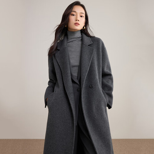 Shandubila pure wool warm woolen coat women's winter tailored suit collar mid-length coat small commuter coat