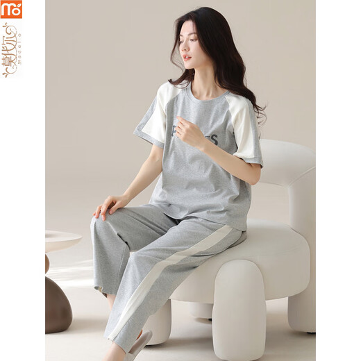 Pijama modal para mujeres en verano 2025 Nuevo pantalones de manga corta Estilo delgado coreano para usar ropa de hogar y9720 m (recomendado 75-95Jin [Jin equivale a 0.5 kg])