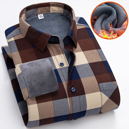 Zhewei Automne et hiver Plaid plus chemise épaissie en velours pour hommes
