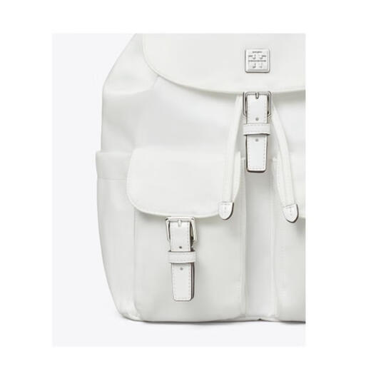 Tory burch multifunktionaler Stoff Frauen Rucksack großer Kapazitäts -Draw -String -Design Pendeln Freizeit -Reise Trend weiße Einzelgröße