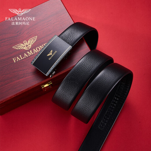 法莱阿玛尼（FALAMAONE）皮带男款2025年最新真皮内穿自动扣腰带生日父亲节礼物送老公爸爸 PD869J/专柜礼盒 110cm -140cm加长均码（可修剪）