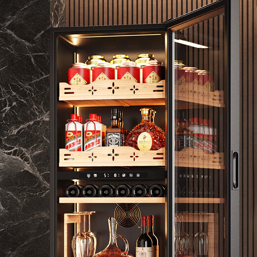 Bai Kailun red wine cabinet air-cooled frost-free electronic temperature-controlled single-door constant temperature wine cabinet first-class energy efficiency office home wine tea cabinet refrigerated refrigerator thin fresh-keeping cabinet freezer fixed frequency丨dual temperature丨red wine tea丨 256L thin