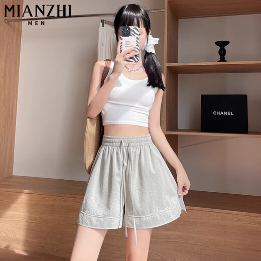 棉致冰丝速干阔腿运动休闲短裤女夏季薄款2025新款小个子山本五分裤 137黑色【高品质18】 L 100-115斤