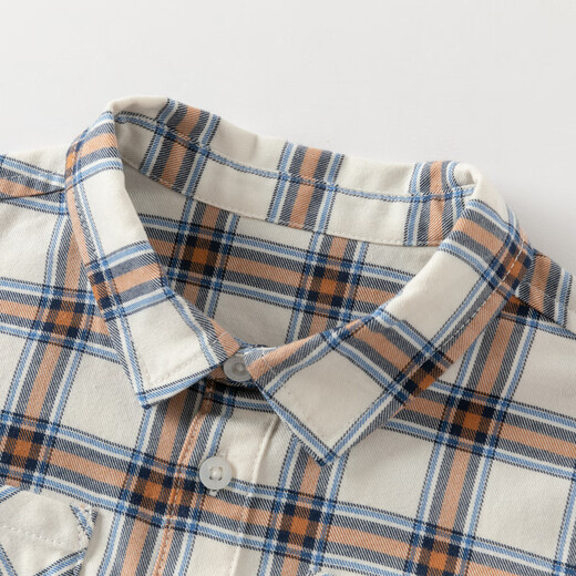 DAVE&BELLA children's pure cotton shirt spring new boys plaid shirt gentleman style baby boy tops children's clothes blue plaid in stock 90 cm (recommended height 80-90cm)