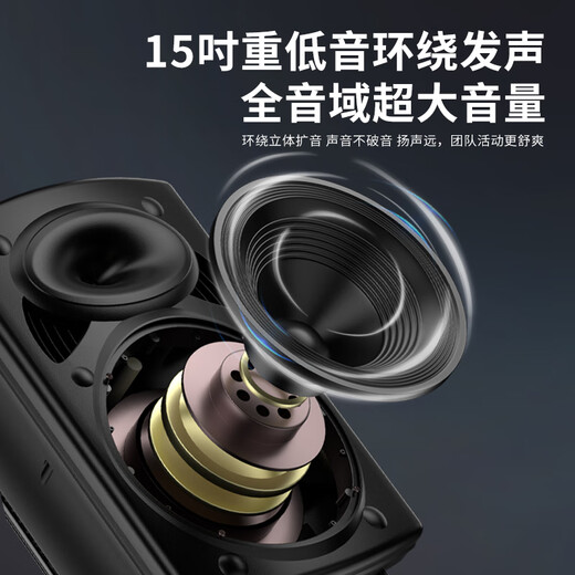 索爱（soaiy）15吋广场舞音响大功率便携式户外重低音蓝牙k歌大音量移动拉杆音箱室外演出设备双话筒A90