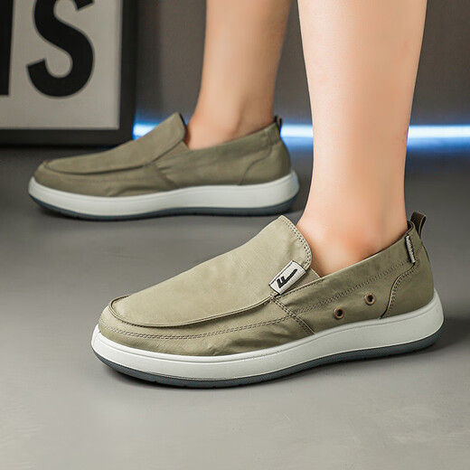 JETRAM men's shoes 2025 new summer thin soft sole lightweight non-slip breathable mesh shoes steadily casual cloth shoes YW-1473 military green 44