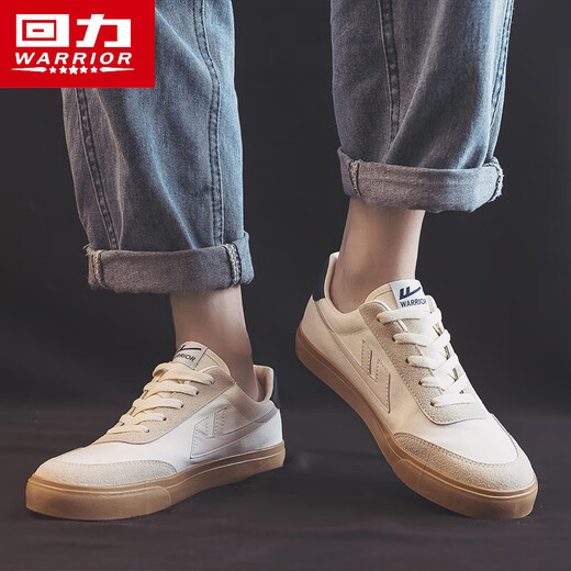 回力（Warrior）帆布鞋男鞋情侣透气休闲鞋子春夏舒适百搭运动板鞋 B331 米灰 41