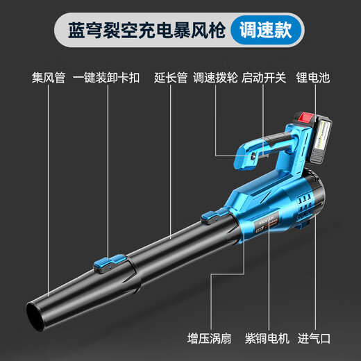 Deyun Batería de litio recargable Selipador de cabello Soot soplador Industrial de alta potencia Polvo Hojas caídas Despateado de nieve Herramientas de granja eléctrica Blue 6 velocidades - Dy Storm Gun 3888tv Tres electricidad y una carga una carga